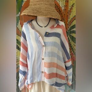 Colorful Striped Button-Down Shirt